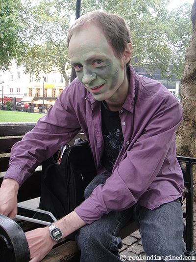Putting on zombie make-up at FrightFest 2009