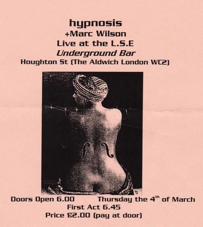 Flyer for a Marc Wilson support gig, 4 March 1999