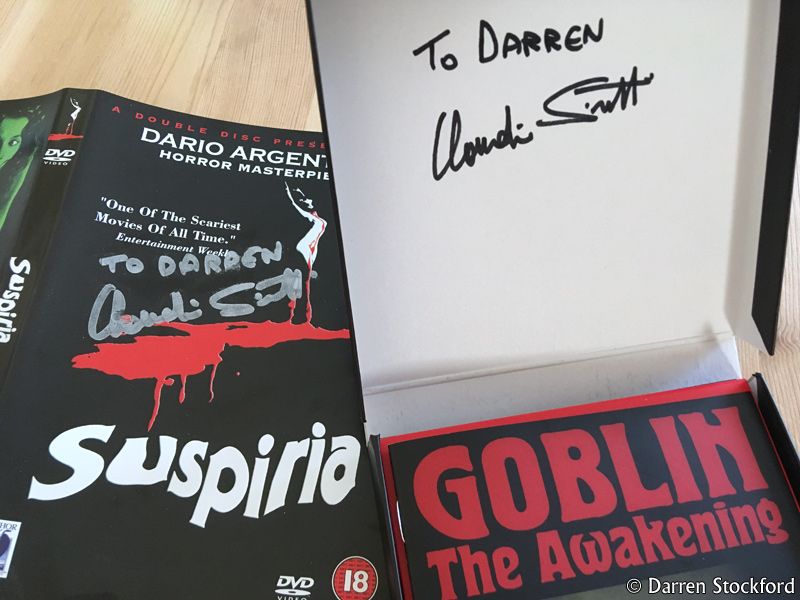 Suspiria DVD sleeve and Goblin's The Awakening CD set, signed by Claudio Simonetti