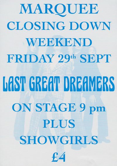 Last Great Dreamers Marquee flyer, 1995