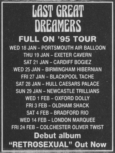 Advert for Last Great Dreamers' 1995 tour