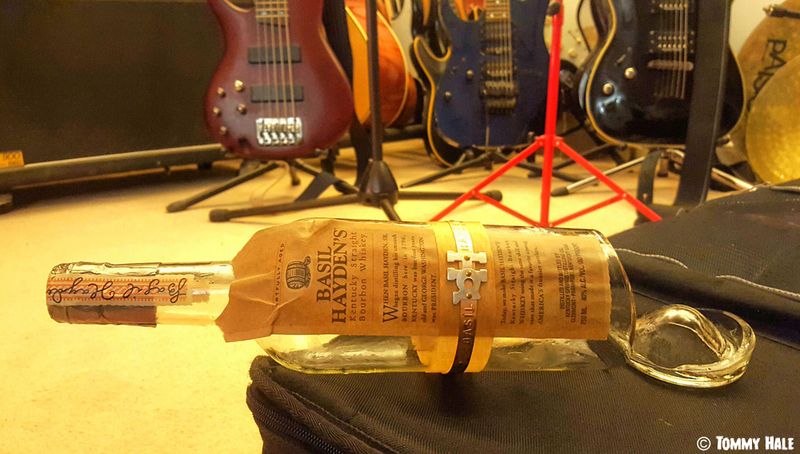 A broken whiskey bottle at Mooncalf Studio, November 2015 - ask Tommy to tell you the tale some time!