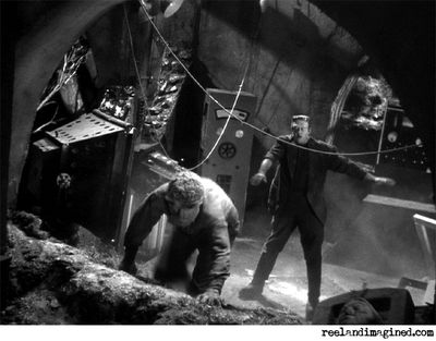 Lon Chaney Jr and Bela Lugosi in Frankenstein Meets The Wolf Man