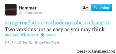 Tweet from Hammer films