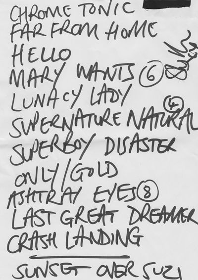 Set list for Last Great Dreamers at The Cellar, Oxford, 28 Feb 2015 (note: Superboy Disaster and Streets Of Gold aren't played)