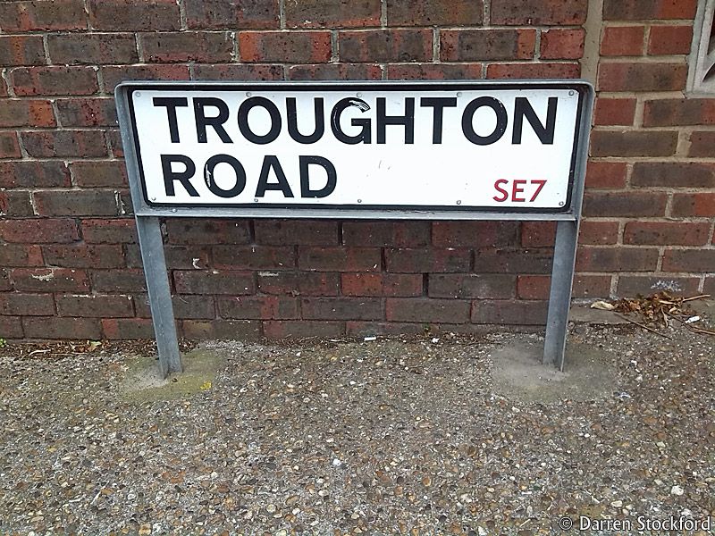 Troughton Road, SE7, street sign