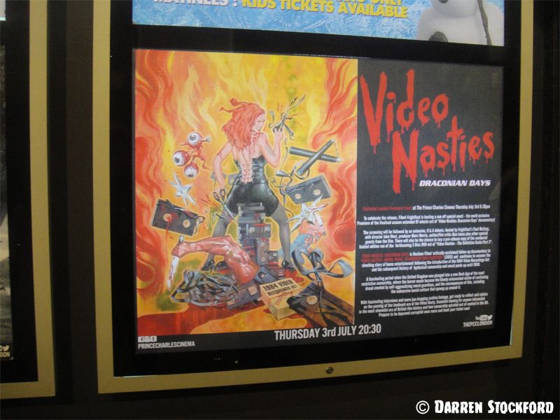 Poster for Video Nasties - Draconian Days outside the Prince Charles Cinema